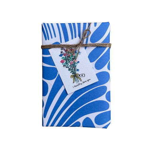 'I Really Love You' (Blue Bouquet) LARGE GIFT TAG — Kim Miatke ART | Calla Collective