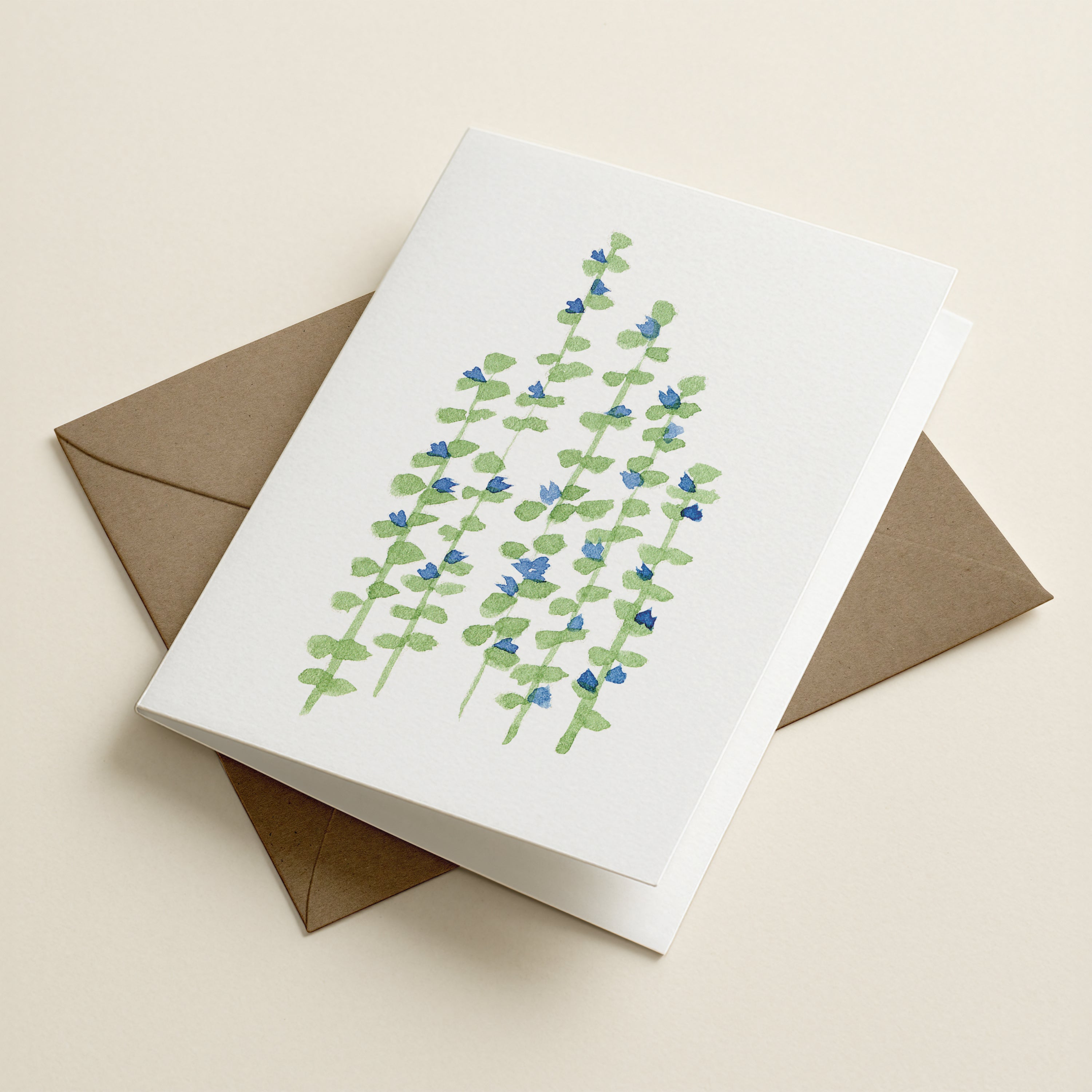 WS Wildflowers Grow - Blue Blooms - Botanical Greeting Card
