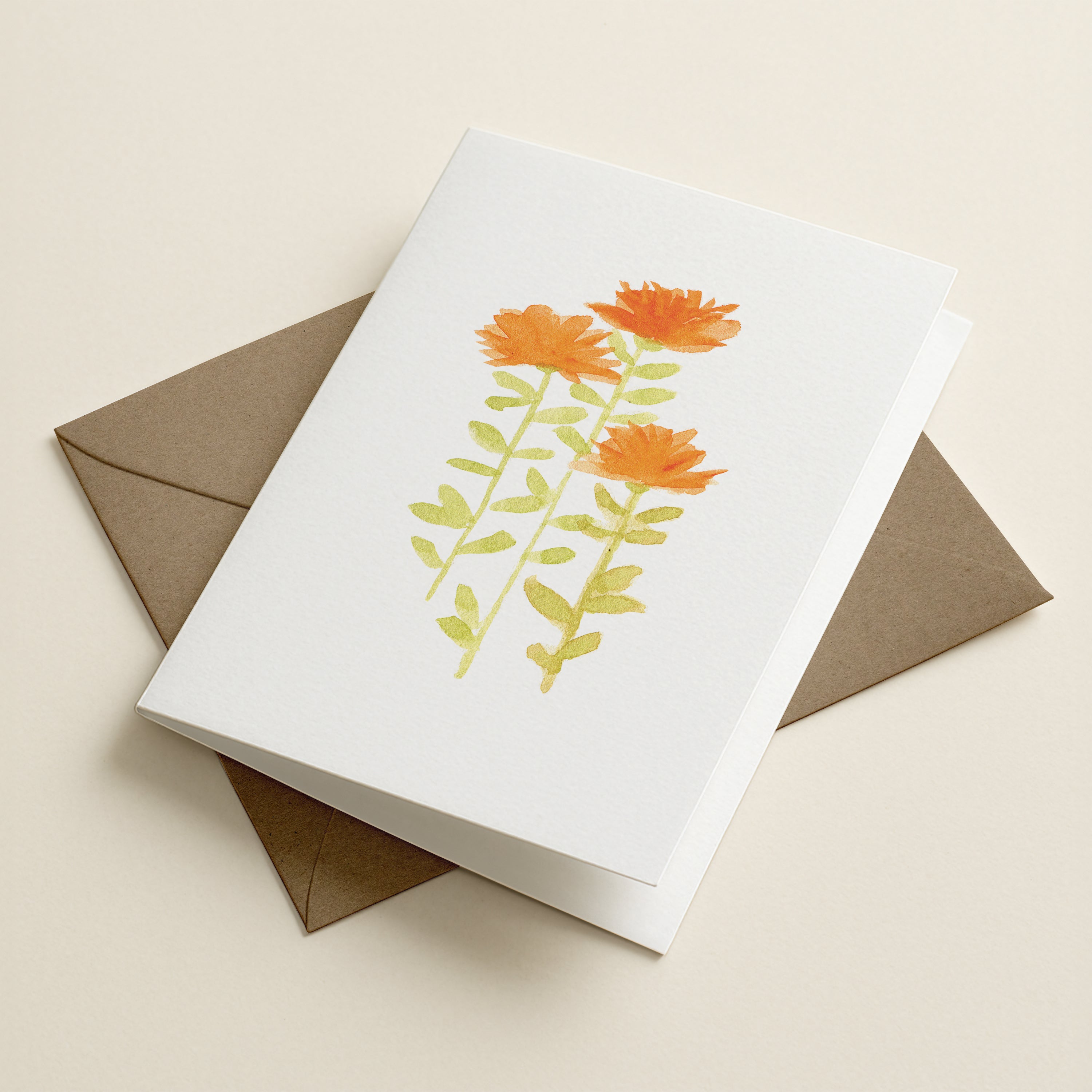 WS Wildflowers Grow - Orange Blooms - Botanical Greeting Card