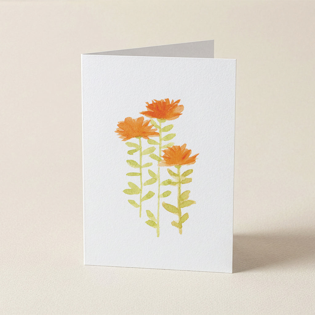 WS Wildflowers Grow - Orange Blooms - Botanical Greeting Card