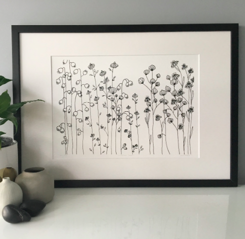 Wildflower Dream - Black/White Ink Art PRINT — Kim Miatke Art | Calla Collective