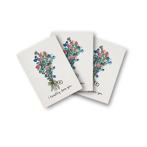 'I Really Love You' (Blue Bouquet) LARGE GIFT TAG — Kim Miatke ART | Calla Collective